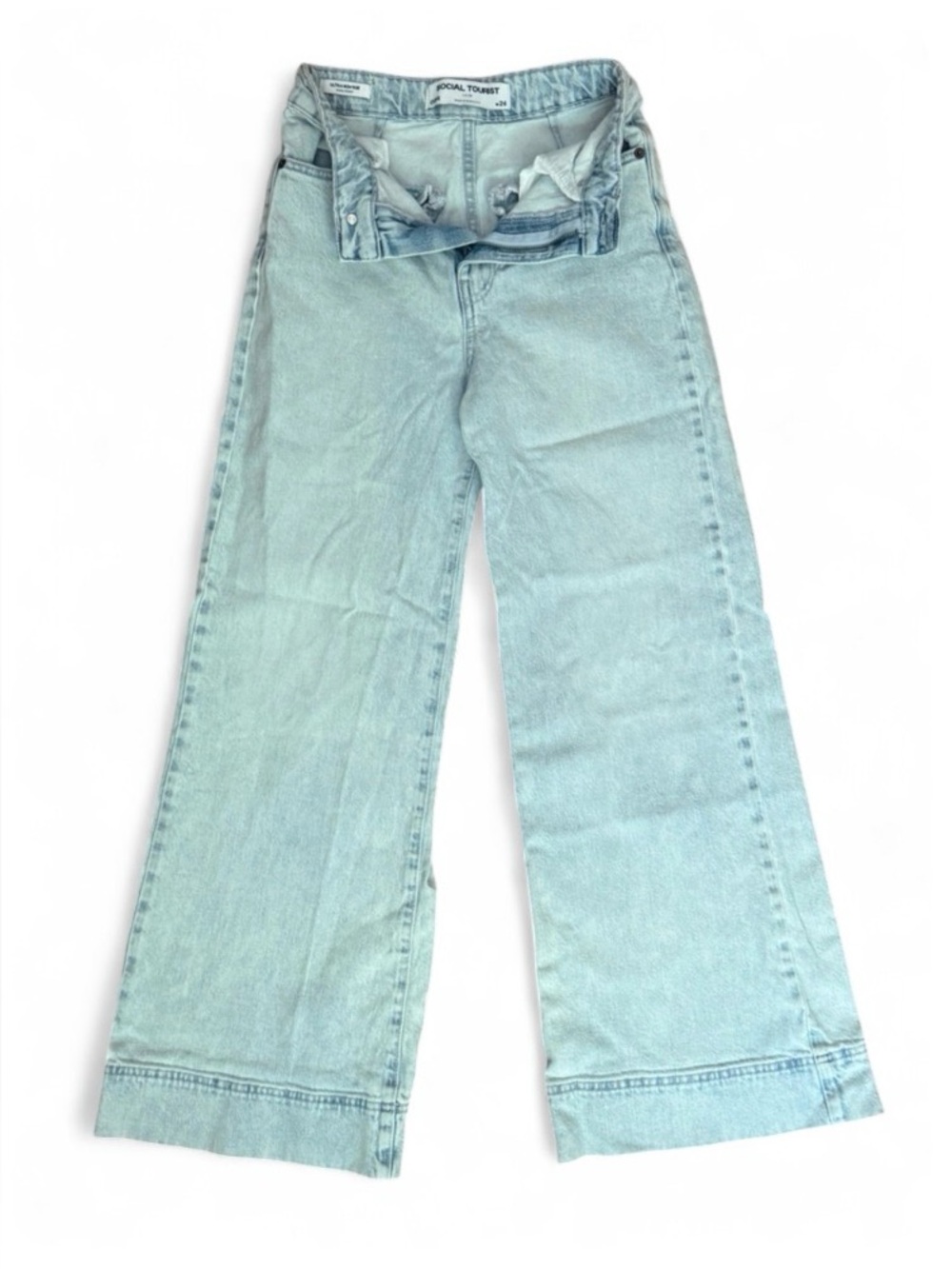 Social Tourist Flare High Rise Light Wash Jeans - Size W24